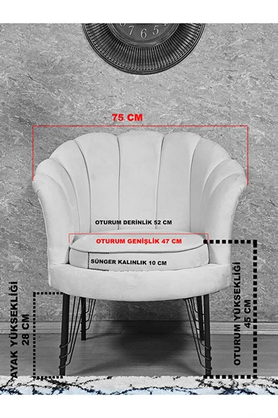 İstiridye Takım Siyah Boyalı Telli Ayak Çay Seti Koltuk Takımı Füme Renk 110 x 48 Boyut/Ebat - Resim 6