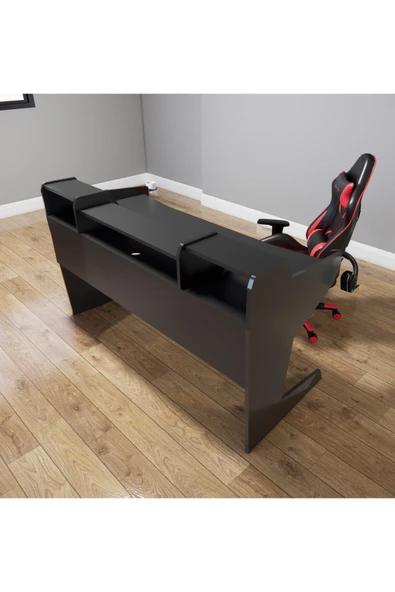 Michael Brean Özel Tasarım Oyuncu Ve Stüdyo Masası 160 cm Bardaklık Ve Kulaklık Tutucu Hediye - 5