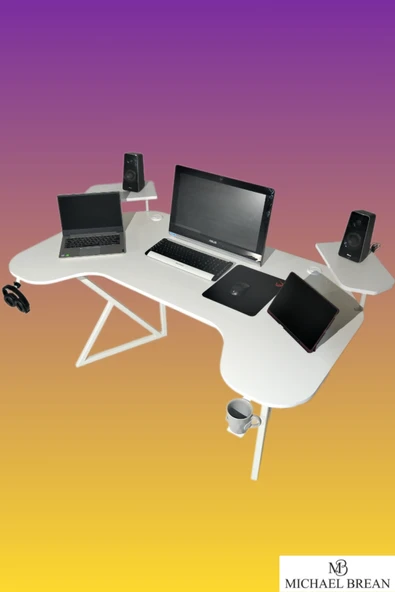 Michael Brean Özel Joystick Tasarım  Oyuncu Masası 160 Cm Bardaklık Ve Kulaklık Tutucu Hediye