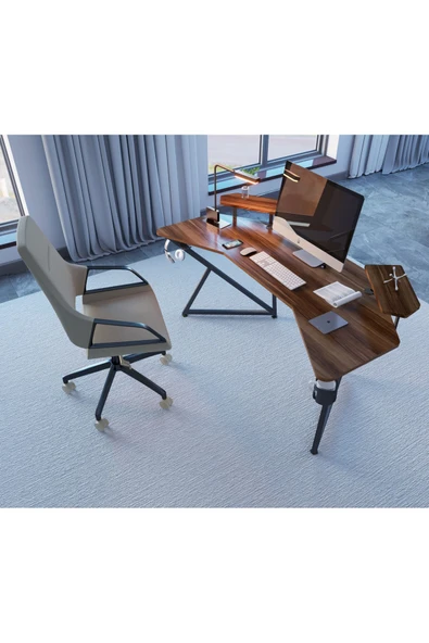 Michael Brean Özel Tasarım Kanatlı Oyuncu Masası 160 Cm. Bardaklık Ve Kulaklık Tutucu Hediye - 3