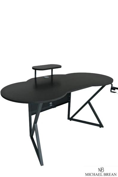 Michael Brean Özel Oval Tasarım Oyuncu Masası 156 Cm Bardaklık Ve Kulaklık Tutucu Hediye - 6