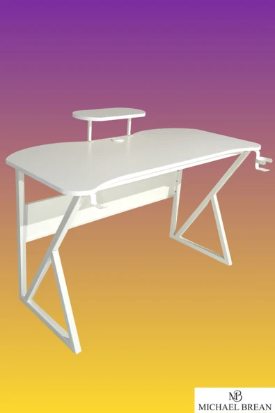 Michael Brean Özel Tasarım Oyuncu Masası 135 Cm Bardaklık Ve Kulaklık Tutucu Hediye - 3