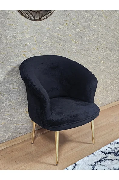 Tekli TEDDY Gold Kaplama Sivriltme Ayak Çay Seti Koltuk Tekli Berjer , Balkon, Salon, Ofis Siyah Renk 40,5 Boyut/Ebat ürün görseli