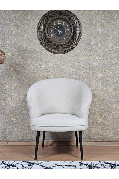 Tekli TEDDY Siyah Boyalı Sivriltme Ayak Çay Seti Koltuk Tekli Berjer , Balkon, Salon, Ofis Krem Renk 40,5 Boyut/Ebat - Resim 2