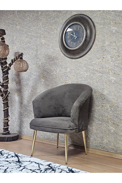 Tekli TEDDY Gold Kaplama Sivriltme Ayak Çay Seti Koltuk Tekli Berjer , Balkon, Salon, Ofis Kahverengi Renk 40,5 Boyut/Ebat - 3