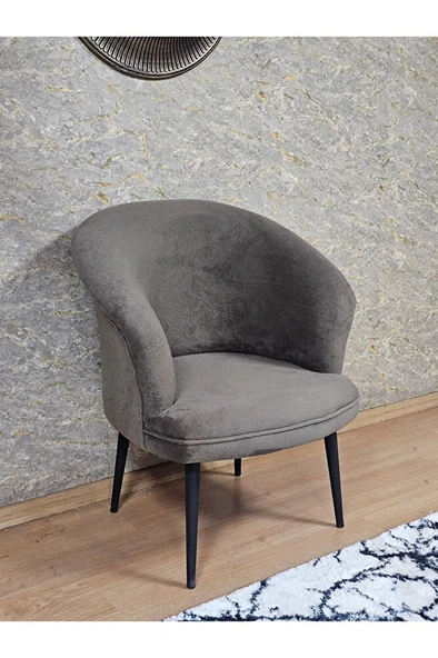 Tekli TEDDY Siyah Boyalı Sivriltme Ayak Çay Seti Koltuk Tekli Berjer , Balkon, Salon, Ofis Kahverengi Renk 40,5 Boyut/Ebat - Resim 4