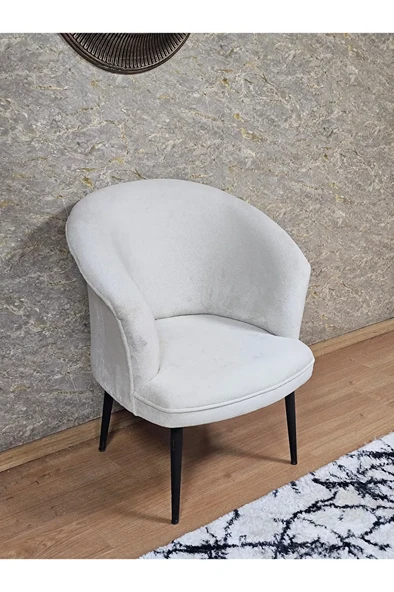 Tekli TEDDY Siyah Boyalı Sivriltme Ayak Çay Seti Koltuk Tekli Berjer , Balkon, Salon, Ofis Krem Renk 40,5 Boyut/Ebat ürün görseli 1