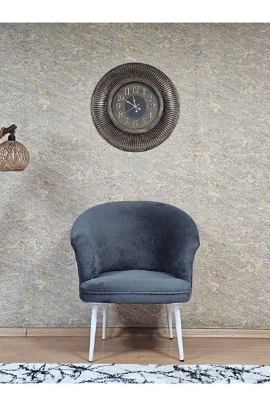 Tekli TEDDY Beyaz Boyalı Sivriltme Ayak Çay Seti Koltuk Tekli Berjer , Balkon, Salon, Ofis Füme Renk 40,5 Boyut/Ebat - Resim 2