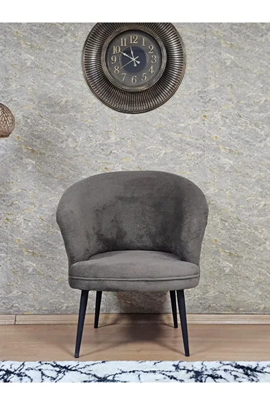 Tekli TEDDY Siyah Boyalı Sivriltme Ayak Çay Seti Koltuk Tekli Berjer , Balkon, Salon, Ofis Kahverengi Renk 40,5 Boyut/Ebat - Resim 2