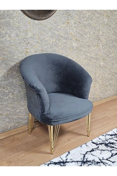 Tekli TEDDY Gold Kaplama Telli Ayak Çay Seti Koltuk Tekli Berjer , Balkon, Salon, Ofis Fume Renk 40,5 Boyut/Ebat ürün görseli 1