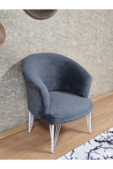 Tekli TEDDY Beyaz Boyalı Telli Ayak Çay Seti Koltuk Tekli Berjer , Balkon, Salon, Ofis Füme Renk 40,5 Boyut/Ebat ürün görseli