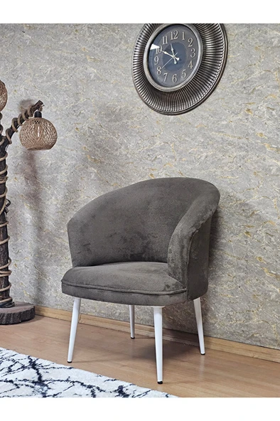 Tekli TEDDY Beyaz Boyalı Sivriltme Ayak Çay Seti Koltuk Tekli Berjer , Balkon, Salon, Ofis Kahverengi Renk 40,5 Boyut/Ebat - 3