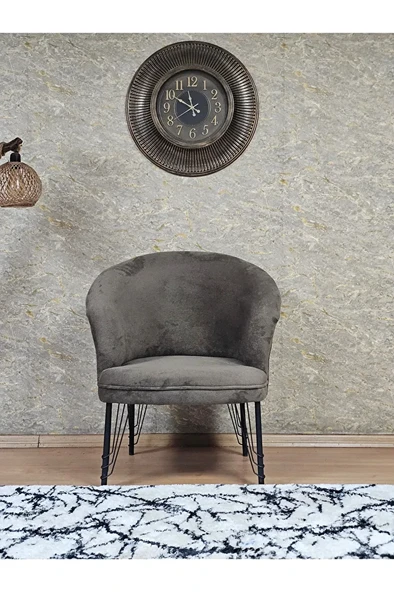 Tekli TEDDY Siyah Boyalı Telli Ayak Çay Seti Koltuk Tekli Berjer , Balkon, Salon, Ofis Kahverengi Renk 40,5 Boyut/Ebat - 2