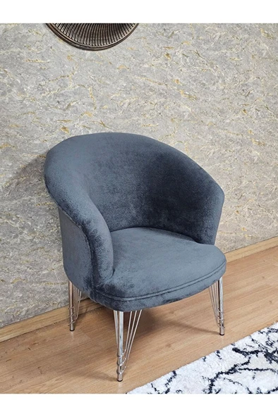 Tekli TEDDY Krom Kaplama Telli Ayak Çay Seti Koltuk Tekli Berjer , Balkon, Salon, Ofis Fume Renk 40,5 Boyut/Ebat ürün görseli 1