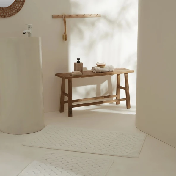 Karaca Home Foley 2'li Banyo Paspası Ekru ürün görseli 1
