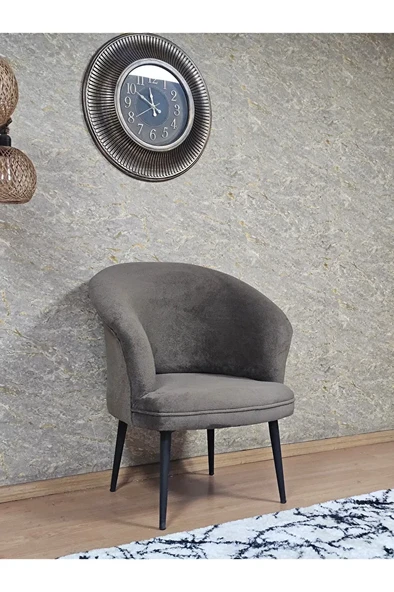 Tekli TEDDY Siyah Boyalı Sivriltme Ayak Çay Seti Koltuk Tekli Berjer , Balkon, Salon, Ofis Kahverengi Renk 40,5 Boyut/Ebat ürün görseli 1