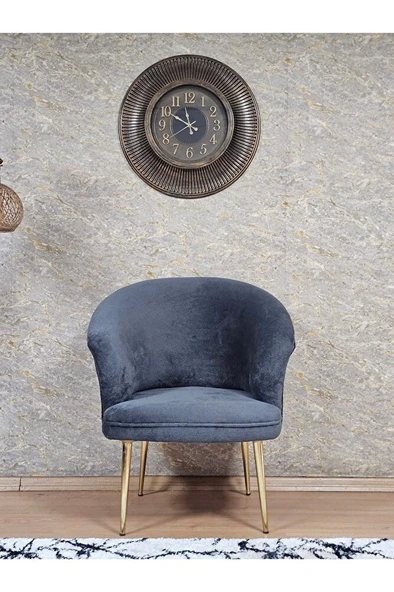 Tekli TEDDY Gold Kaplama Sivriltme Ayak Çay Seti Koltuk Tekli Berjer , Balkon, Salon, Ofis Füme Renk 40,5 Boyut/Ebat - Resim 2