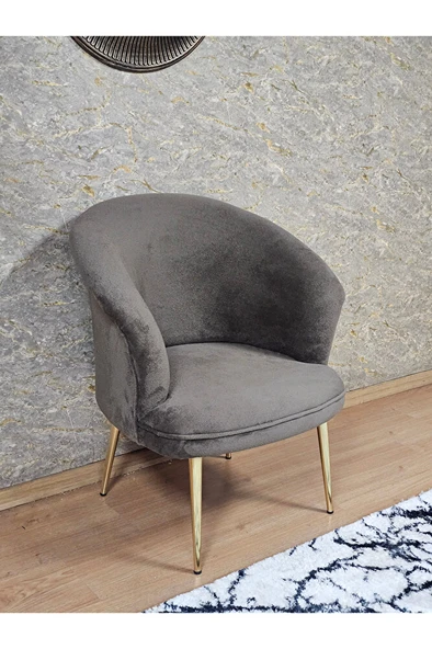 Tekli TEDDY Gold Kaplama Sivriltme Ayak Çay Seti Koltuk Tekli Berjer , Balkon, Salon, Ofis Kahverengi Renk 40,5 Boyut/Ebat - 4