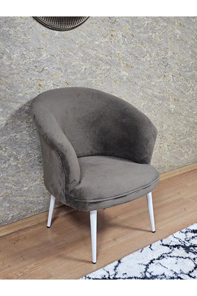 Tekli TEDDY Beyaz Boyalı Sivriltme Ayak Çay Seti Koltuk Tekli Berjer , Balkon, Salon, Ofis Kahverengi Renk 40,5 Boyut/Ebat - 4