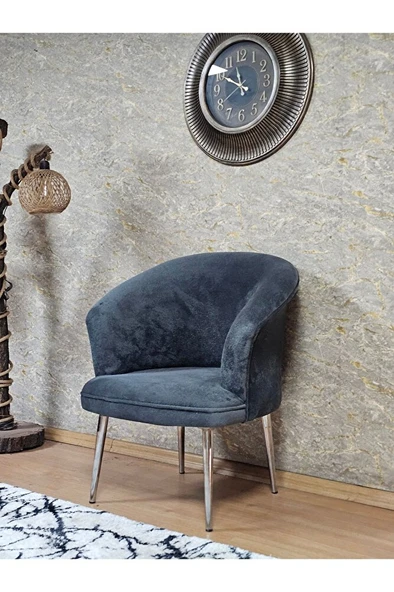 Tekli TEDDY Krom Kaplama Sivriltme Ayak Çay Seti Koltuk Tekli Berjer , Balkon, Salon, Ofis Füme Renk 40,5 Boyut/Ebat - Resim 4