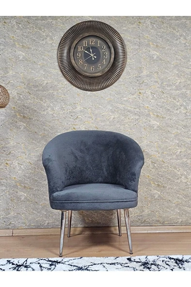 Tekli TEDDY Krom Kaplama Sivriltme Ayak Çay Seti Koltuk Tekli Berjer , Balkon, Salon, Ofis Füme Renk 40,5 Boyut/Ebat - Resim 2