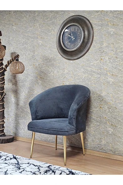 Tekli TEDDY Gold Kaplama Sivriltme Ayak Çay Seti Koltuk Tekli Berjer , Balkon, Salon, Ofis Füme Renk 40,5 Boyut/Ebat - Resim 4