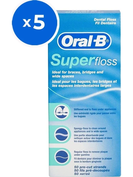 Oral-B Diş İpi Super Floss 50'Li X 5 PAKET (SKT:11/2028)