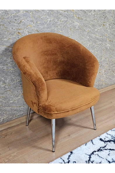 Tekli TEDDY Krom Kaplama Sivriltme Ayak Çay Seti Koltuk Tekli Berjer , Balkon, Salon, Ofis Kiremit Renk 40,5 Boyut/Ebat ürün görseli