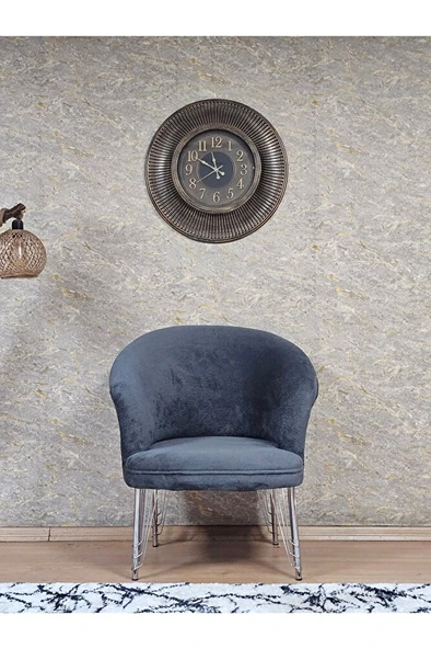 Tekli TEDDY Krom Kaplama Telli Ayak Çay Seti Koltuk Tekli Berjer , Balkon, Salon, Ofis Fume Renk 40,5 Boyut/Ebat - Resim 2