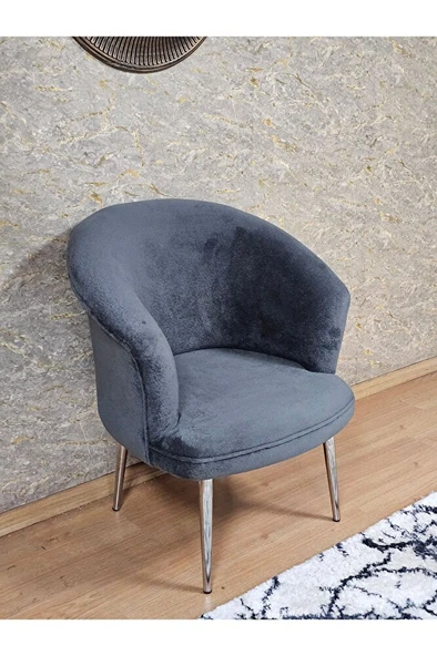 Tekli TEDDY Krom Kaplama Sivriltme Ayak Çay Seti Koltuk Tekli Berjer , Balkon, Salon, Ofis Füme Renk 40,5 Boyut/Ebat ürün görseli 1