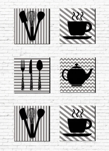 Dijital Baskılı Dekoratif Kaymaz Taban Yıkanabilir Mutfak Eşyası Desenli Halı Mutfak Halısı Yolluk Salon Halısı 50x60 cm Gri - Resim 3