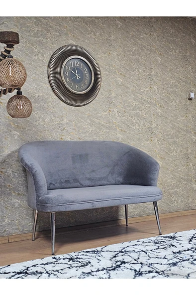 İkili TEDDY Krom Kaplama Sivriltme Ayak Çay Seti Koltuk İkili Berjer , Balkon, Salon, Ofis Gri Renk 40,5 Boyut/Ebat - 2