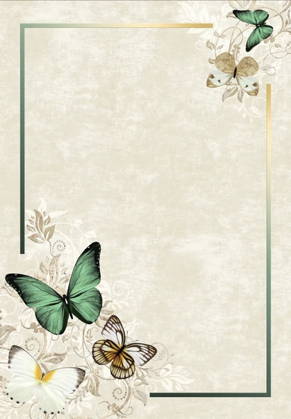 Dijital Baskılı Dekoratif Kaymaz Taban Yıkanabilir Kelebek Desen Halı Salon Halısı Yolluk Mutfak Halısı 120x300 cm Yeşil - Resim 3