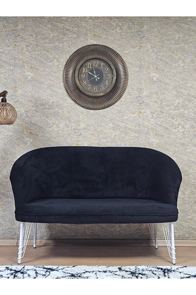 İkili TEDDY Beyaz Boyalı Telli Ayak Çay Seti Koltuk İkili Berjer , Balkon, Salon, Ofis Siyah Renk 40,5 Boyut/Ebat ürün görseli 1