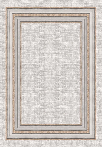 Dijital Baskılı Dekoratif Kaymaz Taban Yıkanabilir Çerceveli Halı Salon Halısı Yolluk Mutfak Halısı 80x200 cm Gri - Resim 3