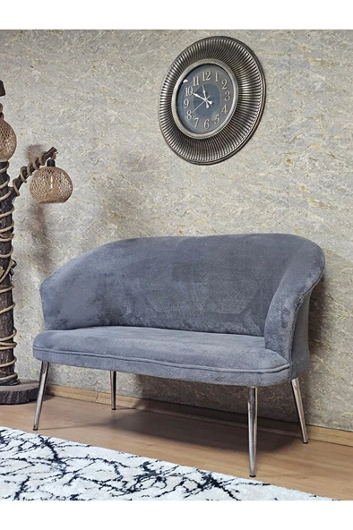 İkili TEDDY Krom Kaplama Sivriltme Ayak Çay Seti Koltuk İkili Berjer , Balkon, Salon, Ofis Gri Renk 40,5 Boyut/Ebat - 3