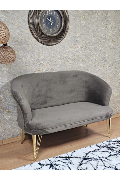 İkili TEDDY Gold Kaplama Telli Ayak Çay Seti Koltuk İkili Berjer , Balkon, Salon, Ofis Kahverengi Renk 110 x 49 Boyut/Ebat - 4