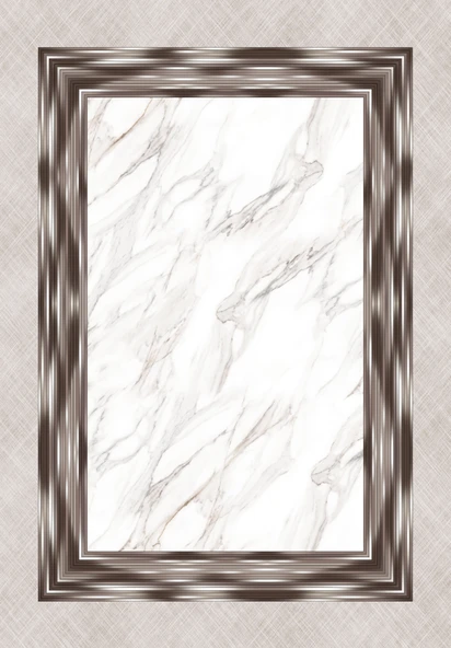 Dijital Baskılı Dekoratif Kaymaz Taban Yıkanabilir Çerceveli Halı Salon Halısı Yolluk Mutfak Halısı 100x200 cm Bej - 3