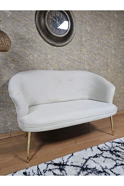 İkili TEDDY Gold Kaplama Sivriltme Ayak Çay Seti Koltuk İkili Berjer , Balkon, Salon, Ofis Krem Renk 40,5 Boyut/Ebat - Resim 4