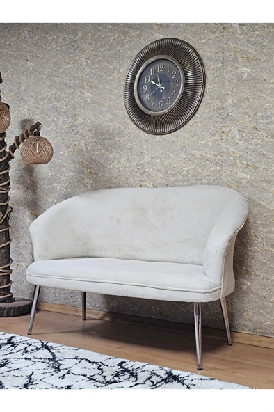 İkili TEDDY Krom Kaplama Sivriltme Ayak Çay Seti Koltuk İkili Berjer , Balkon, Salon, Ofis Krem Renk 40,5 Boyut/Ebat - Resim 3