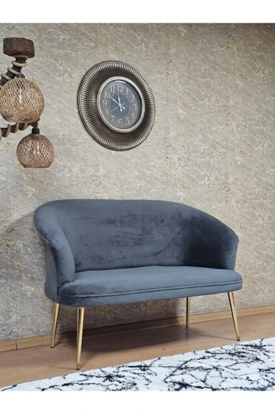 İkili TEDDY Gold Kaplama Sivriltme Ayak Çay Seti Koltuk İkili Berjer , Balkon, Salon, Ofis Füme Renk 40,5 Boyut/Ebat - 2