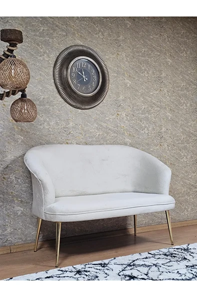 İkili TEDDY Gold Kaplama Sivriltme Ayak Çay Seti Koltuk İkili Berjer , Balkon, Salon, Ofis Krem Renk 40,5 Boyut/Ebat - Resim 2