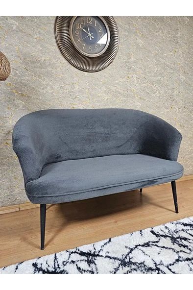 İkili TEDDY Siyah Boyalı Sivriltme Ayak Çay Seti Koltuk İkili Berjer , Balkon, Salon, Ofis Füme Renk 40,5 Boyut/Ebat - Resim 4