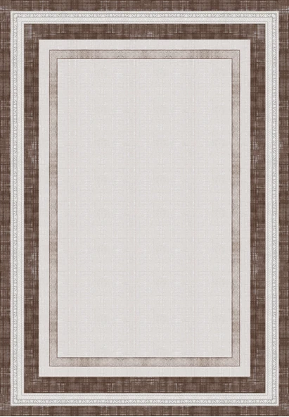 Dijital Baskılı Dekoratif Kaymaz Taban Yıkanabilir Çerceveli Halı Salon Halısı Yolluk Mutfak Halısı 80x400 cm Kahverengi - Resim 3