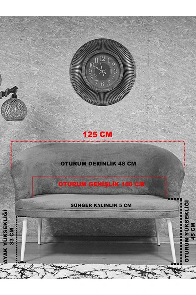 İkili TEDDY Krom Kaplama Sivriltme Ayak Çay Seti Koltuk İkili Berjer , Balkon, Salon, Ofis Krem Renk 40,5 Boyut/Ebat - Resim 5