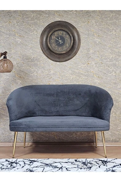 İkili TEDDY Gold Kaplama Sivriltme Ayak Çay Seti Koltuk İkili Berjer , Balkon, Salon, Ofis Füme Renk 40,5 Boyut/Ebat