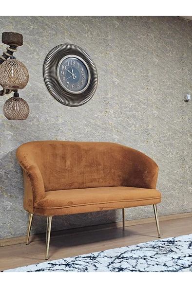 İkili TEDDY Gold Kaplama Sivriltme Ayak Çay Seti Koltuk İkili Berjer , Balkon, Salon, Ofis Kiremit Renk 40,5 Boyut/Ebat - Resim 2