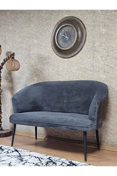 İkili TEDDY Siyah Boyalı Sivriltme Ayak Çay Seti Koltuk İkili Berjer , Balkon, Salon, Ofis Füme Renk 40,5 Boyut/Ebat - Resim 3