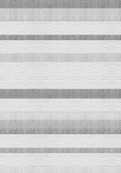 Dijital Baskılı Dekoratif Kaymaz Taban Yıkanabilir Geometrik Halı Salon Halısı Yolluk Mutfak Halısı 120 x 180 cm Gri - Resim 3