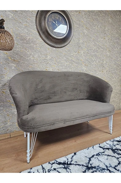 İkili TEDDY Beyaz Boyalı Telli Ayak Çay Seti Koltuk İkili Berjer , Balkon, Salon, Ofis Kahverengi Renk 40,5 Boyut/Ebat - Resim 4